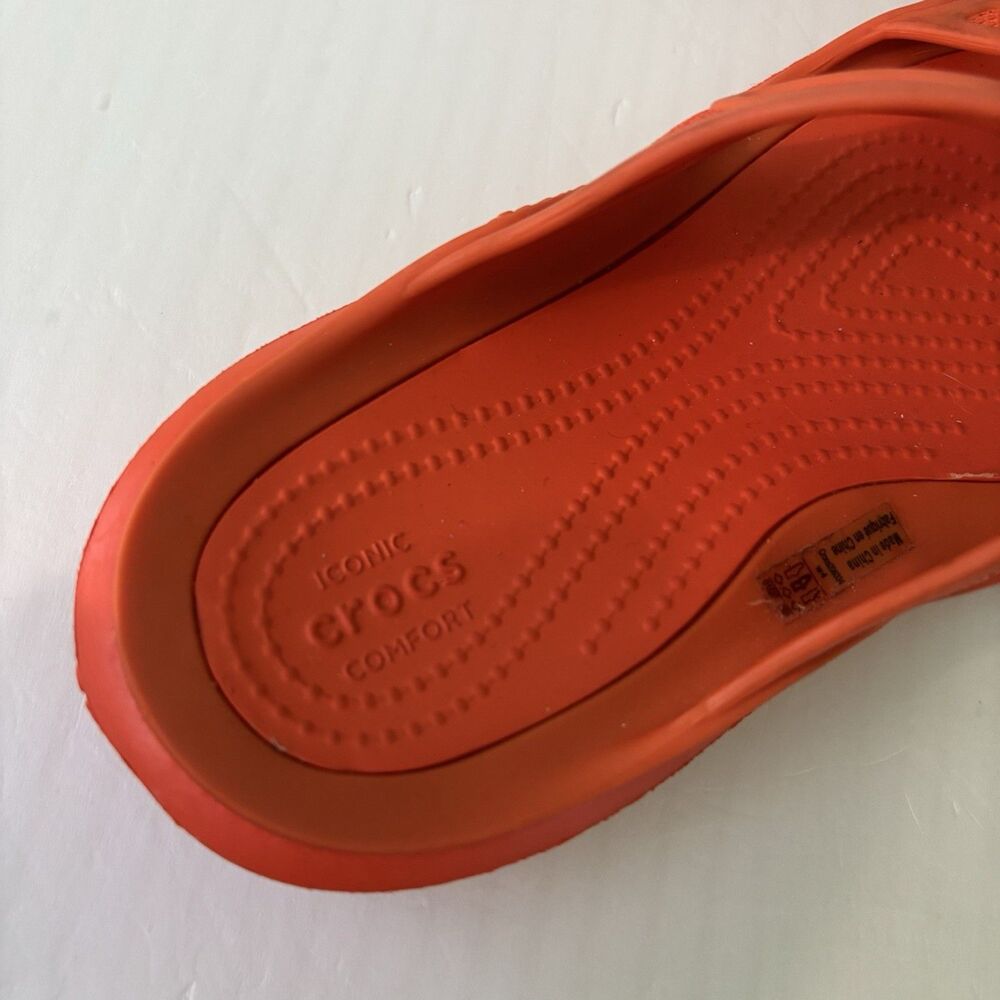 Crocs Kadee II Orange Slides Sandals Girls Youth Size 4 Summer Vacation Beach - Picture 9 of 9